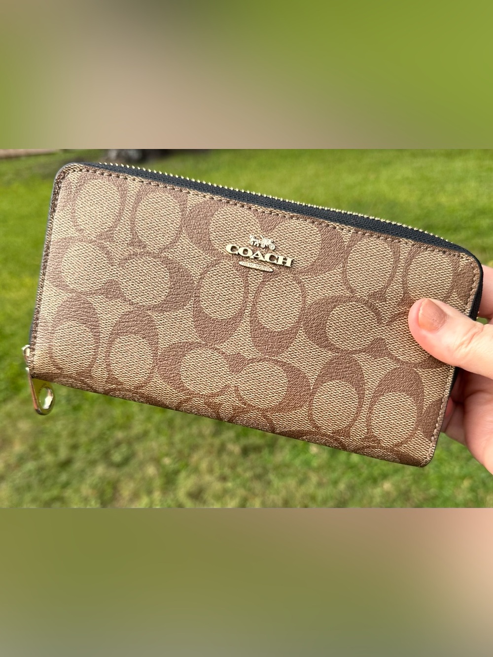 Coach Signature Long Zip Around Wallet